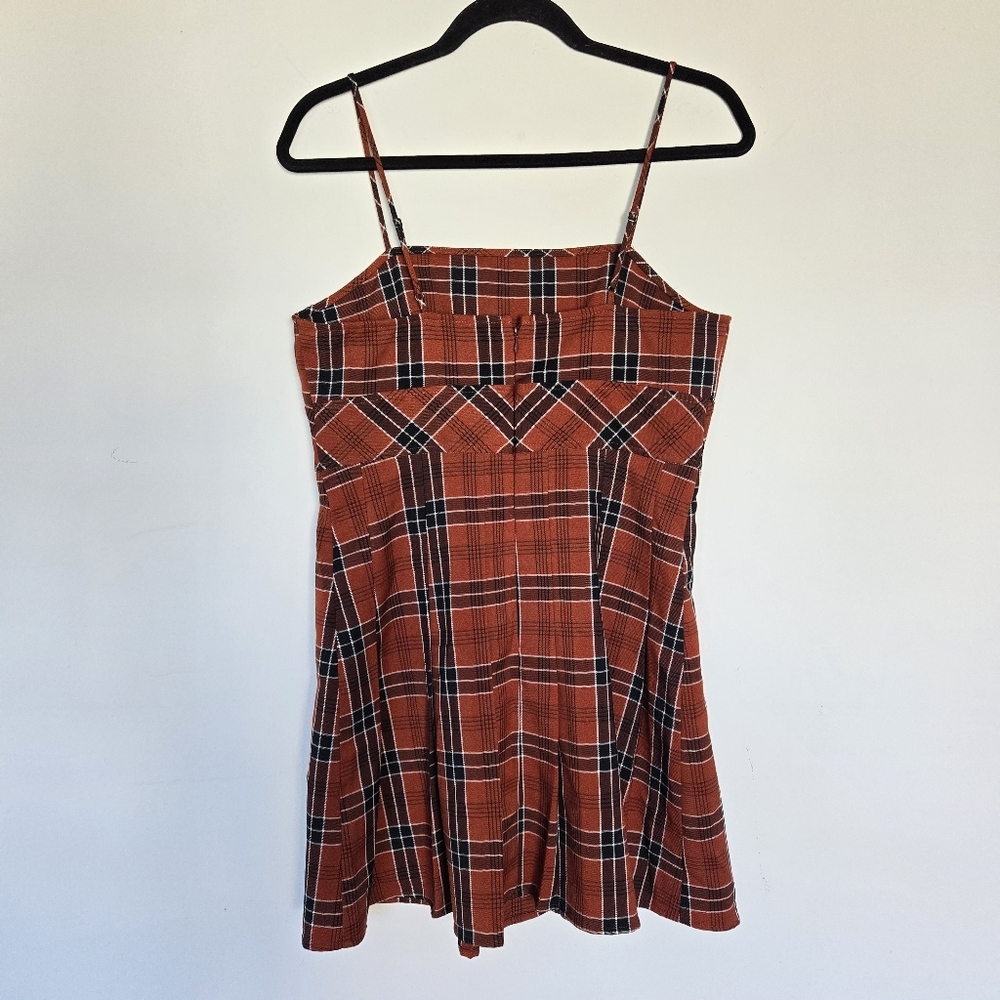 Nordstrom BP. Preppy Plaid Pleated Mini Dress In Rust Henna Billy Plaid Size M - Picture 7 of 12